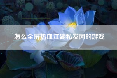 怎么全屏热血江湖私发网的游戏  第1张