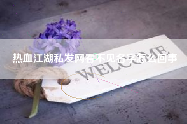 热血江湖私发网看不见名字怎么回事